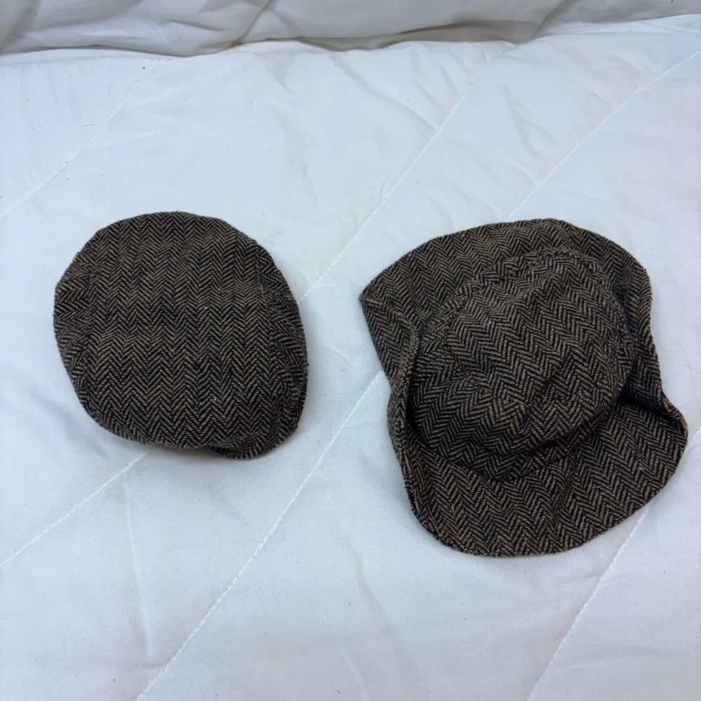 Newborn Baby Photoshoot Brown Herringbone Caps Hats